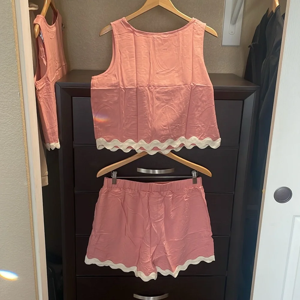 PRETTYGARDEN Women's 2 Piece Casual Cropped Tank Top High Waist Shorts Set L - Picture 2 of 6